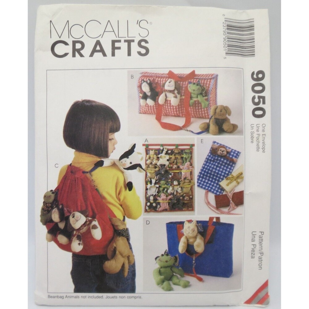 McCall's Crafts 9050 Beanbag Animal Accessories Organizer Tote Backpack 90s